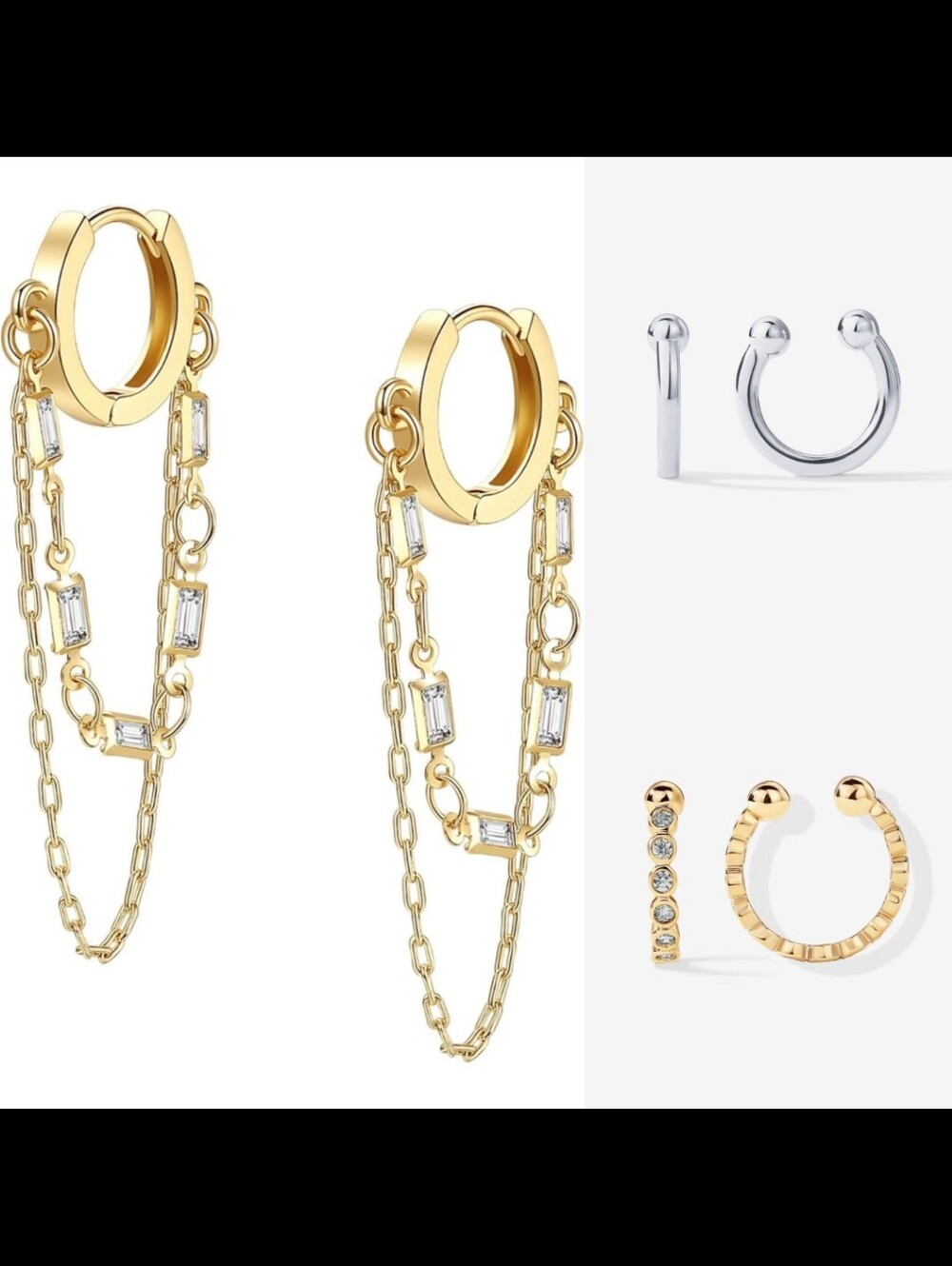 6 Piece Set ✨️ 1 pair of earrings and 2 pairs of ear cuffs